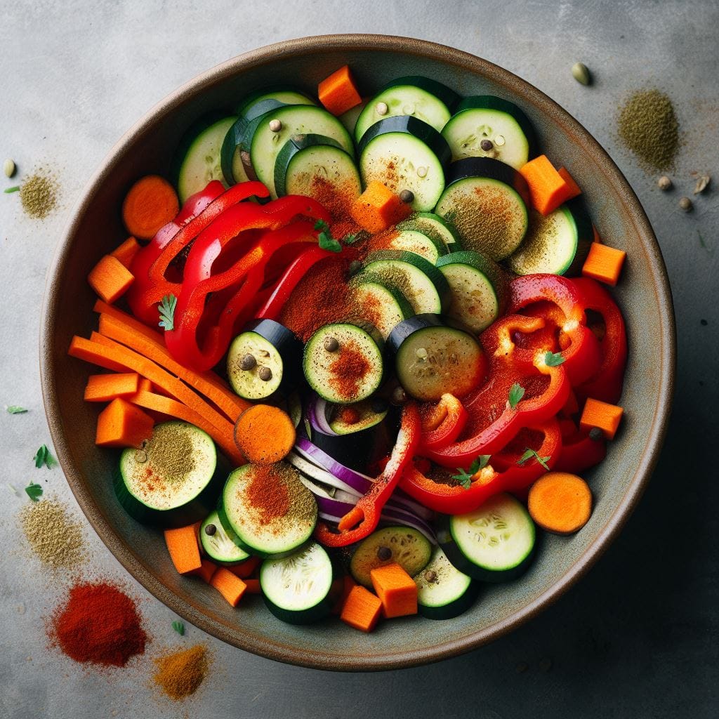 tazon con verduras cortadas