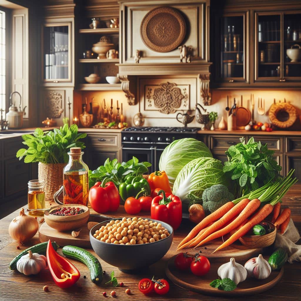 Verduras sobre una mesa