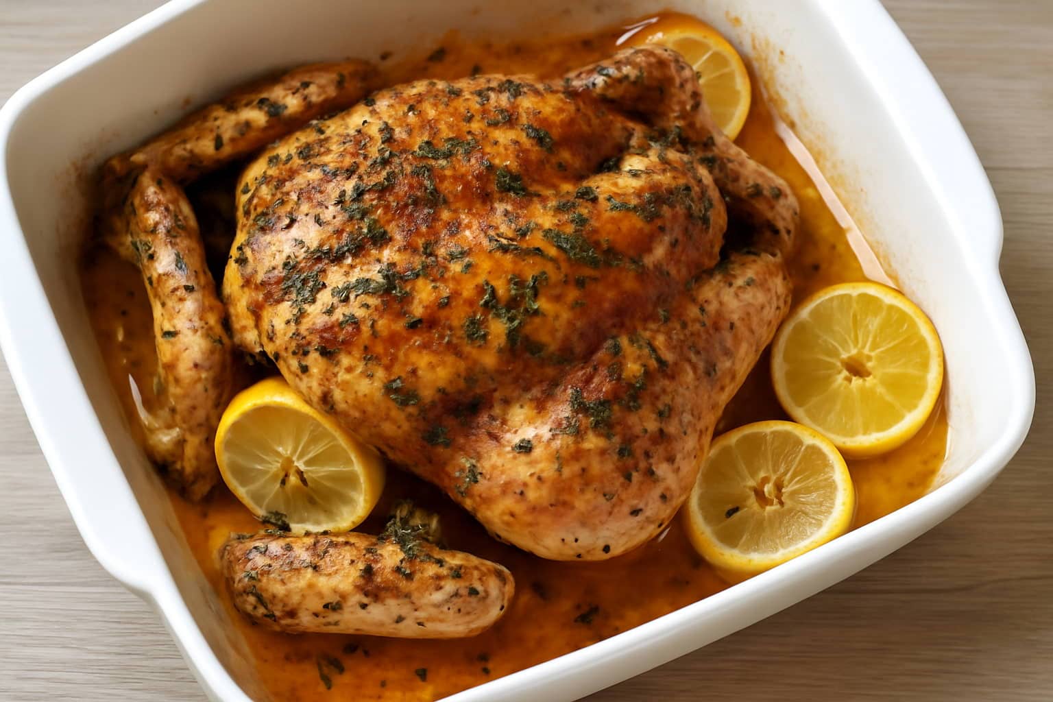 Gebackenes Hähnchen mit Kräutern und Zitrone