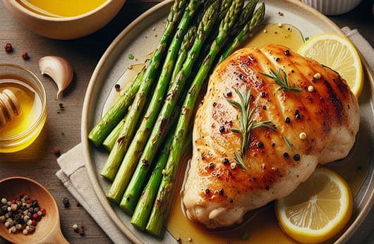 Deliciosa Receta de Pollo al Limón y Miel con Espárragos Asados