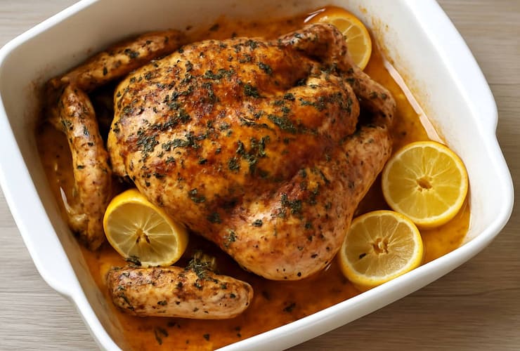 Pollo al horno con hierbas y limon