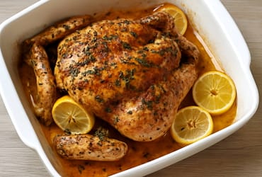 Gebackenes Hähnchen mit Kräutern und Zitrone