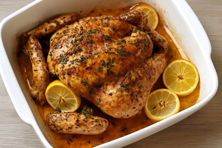 Gebackenes Hähnchen mit Kräutern und Zitrone